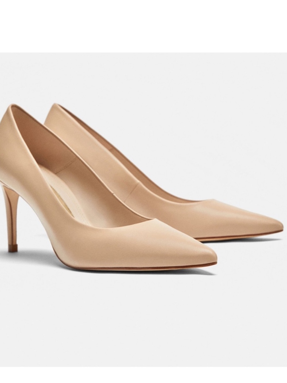 🩵 ZARA Nude Leather High Heel Pumps